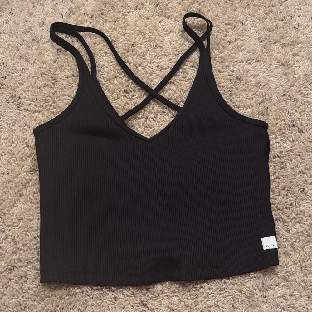 Black Ribbed Strappy Crop Top